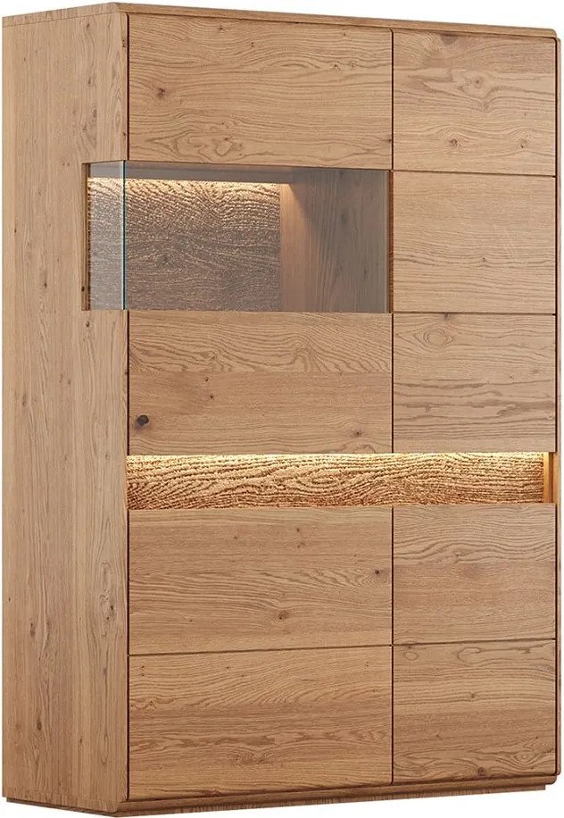 Vitrină stejar masiv Dominic, 103 × 44 × 152 cm
