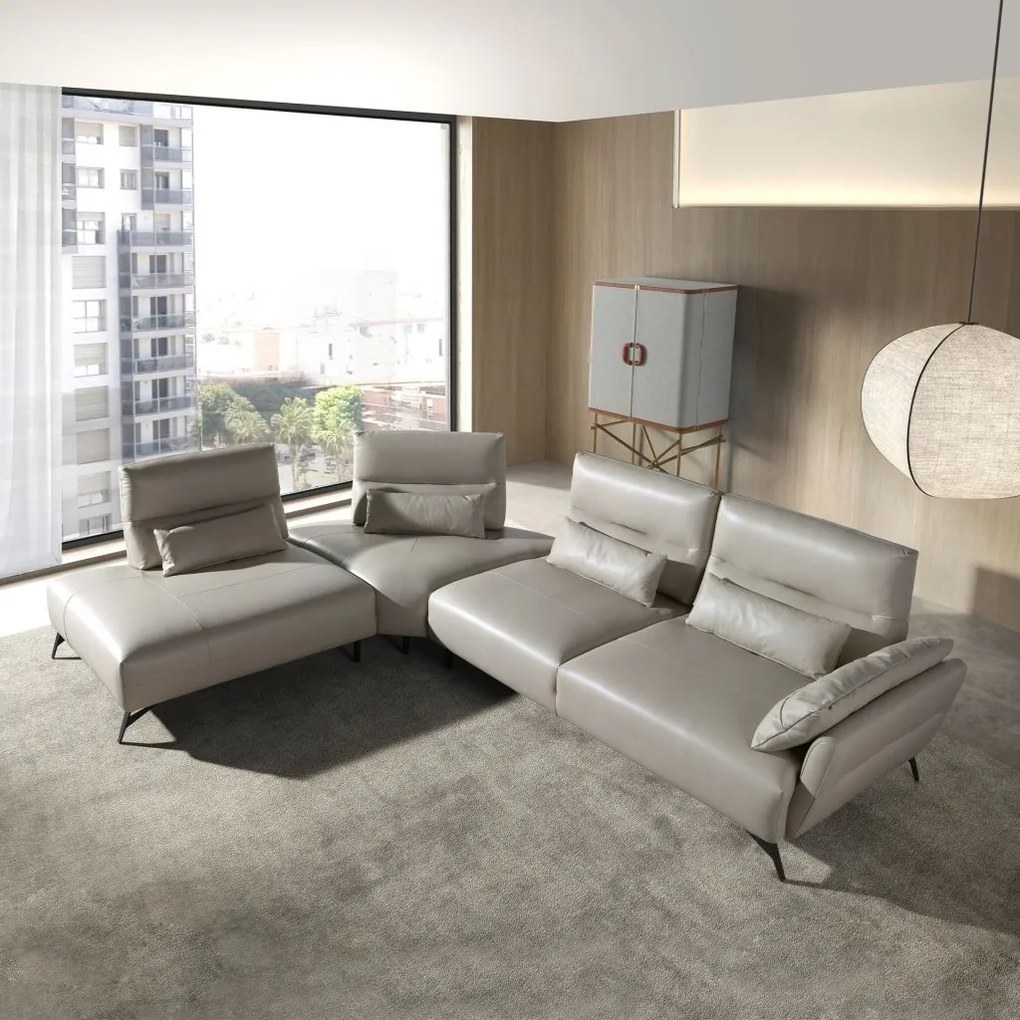 Coltar 5 locuri, Spatar Reglabil, Sezlong Stanga, Cowhide sand