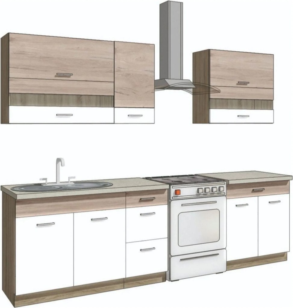 Set bucatarie ECONO B, carcasa stejar sonoma/fronturi stejar san remo