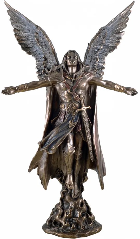 Statueta rasina si bronz Arhanghelul Uriel 28cm