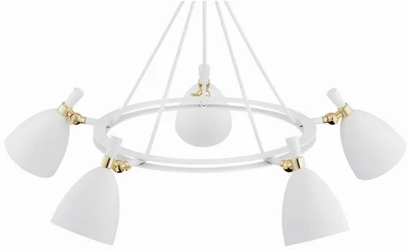 Lustră pe tijă CHARLOTTE 5xE27/15W/230V albă/aurie Argon 2117