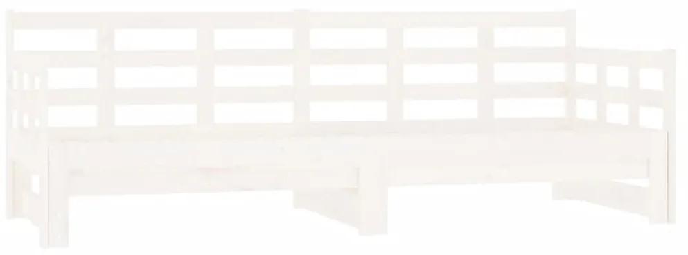 820373 vidaXL Pat extensibil de zi, alb, 2x(90x200) cm, lemn masiv de pin