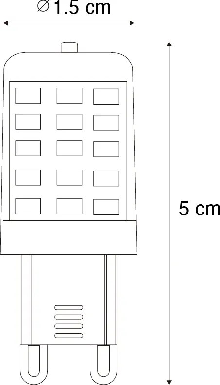 Set de 5 becuri LED G9 reglabile în 3 trepte, 3W, 250lm, 2700K