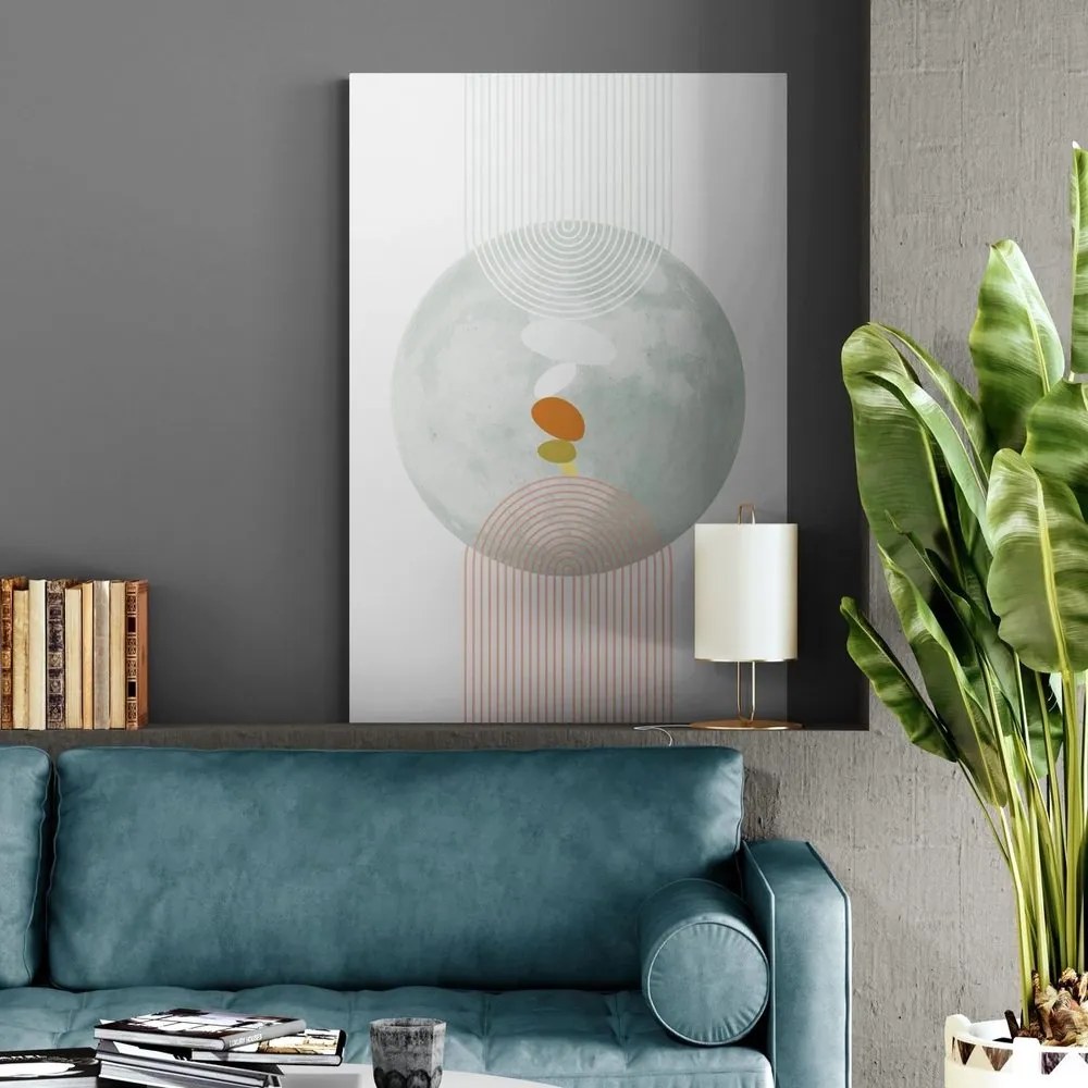 Tablou cerc modern cu curcubeu Mid-Century