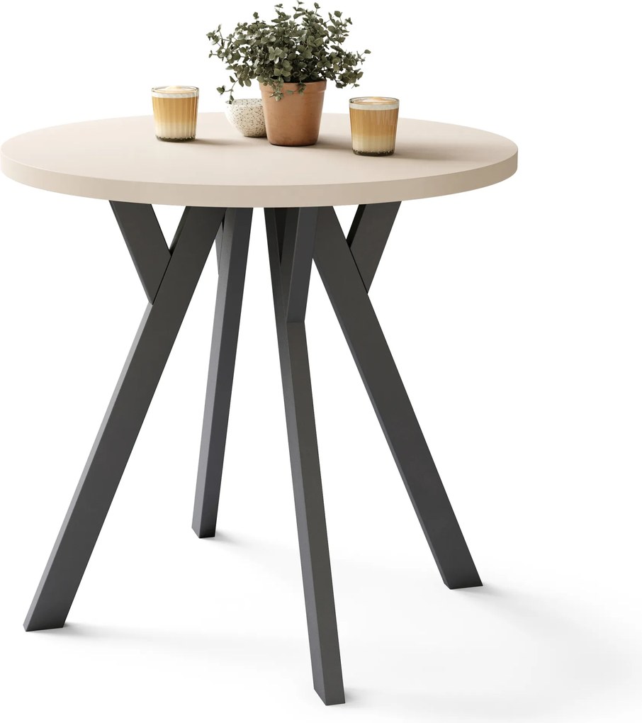 Mazzoni ALMO 80 Bej (Șampanie)/picioare negre - MASĂ ROTUNDĂ CU PICIOARE Y LOFT/INDUSTRIAL PENTRU BUCĂTĂRIE LIVING SAU SUFRAGERIE