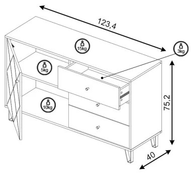 Comodă SULA stejar artisan/alb