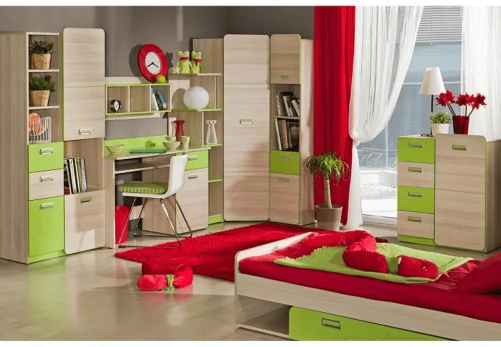 Masă PC pe colţ, frasin/verde, EGO L11