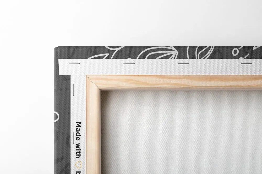 Tablou Mandala desenată manual în design alb-negru