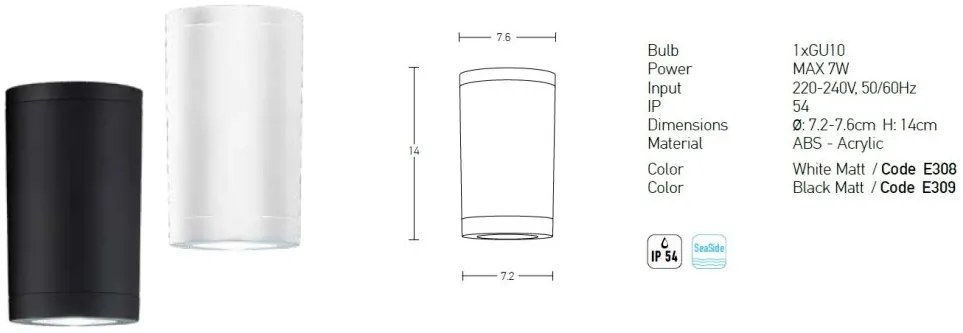 Plafoniera, spot aplicat pentru iluminat exterior, IP54 Dear alb