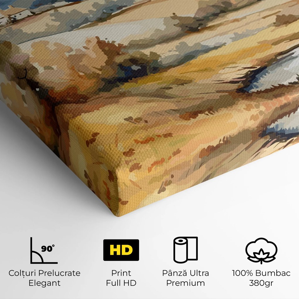 Tablou Canvas, 100x200cm, Dormitor si Living, Peisaje, Toamna, Blue Orange Autumn