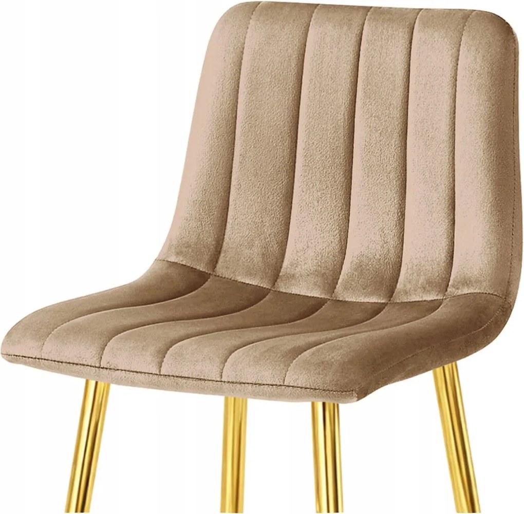 Scaun de bar POZZA VELVET cu picioare aurii, maro