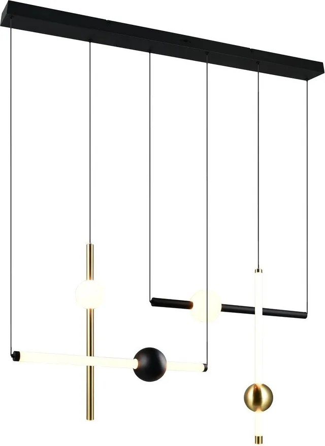 Lustră neagră/aurie LED cu intensitate reglabilă Melita – Trio