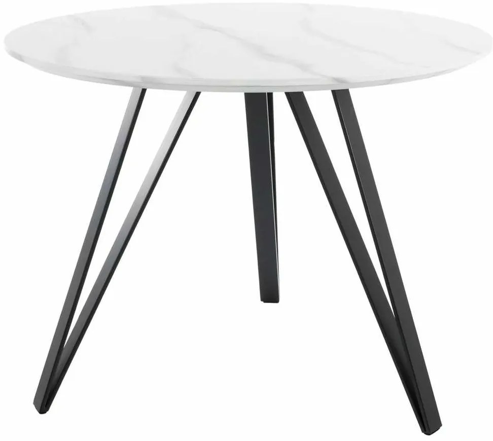 Masă de bucătărie Tetis, 100 cm diametru, marmură / negru