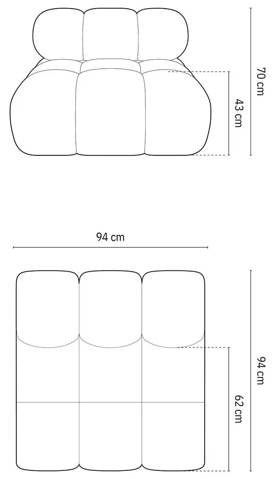 Modul pentru canapea modulară gri deschis cu tapițerie din țesătură bouclé (de mijloc) Bellis – Micadoni Home