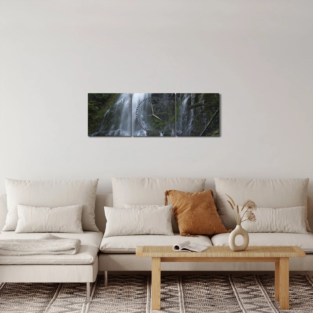 Tablou cu cascadă (cu ceas) (90x30 cm)