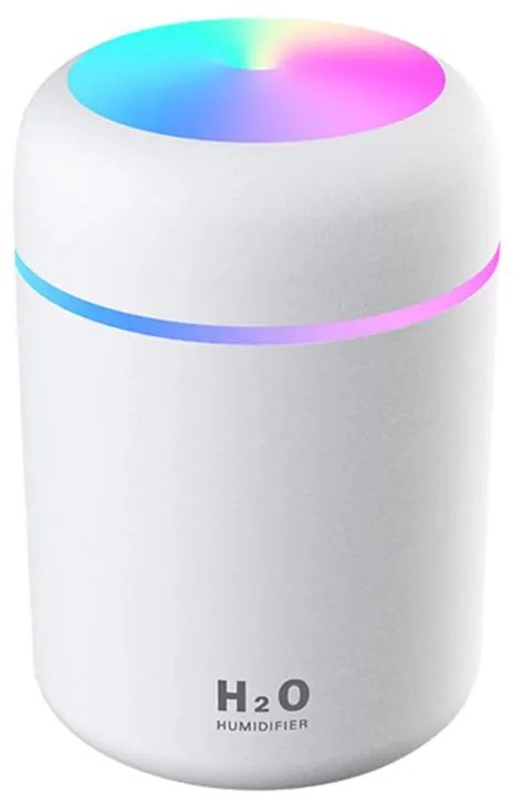 Umidificator de aer cu ultrasunete cu difuzor aromaterapie cu LED, 300 ml