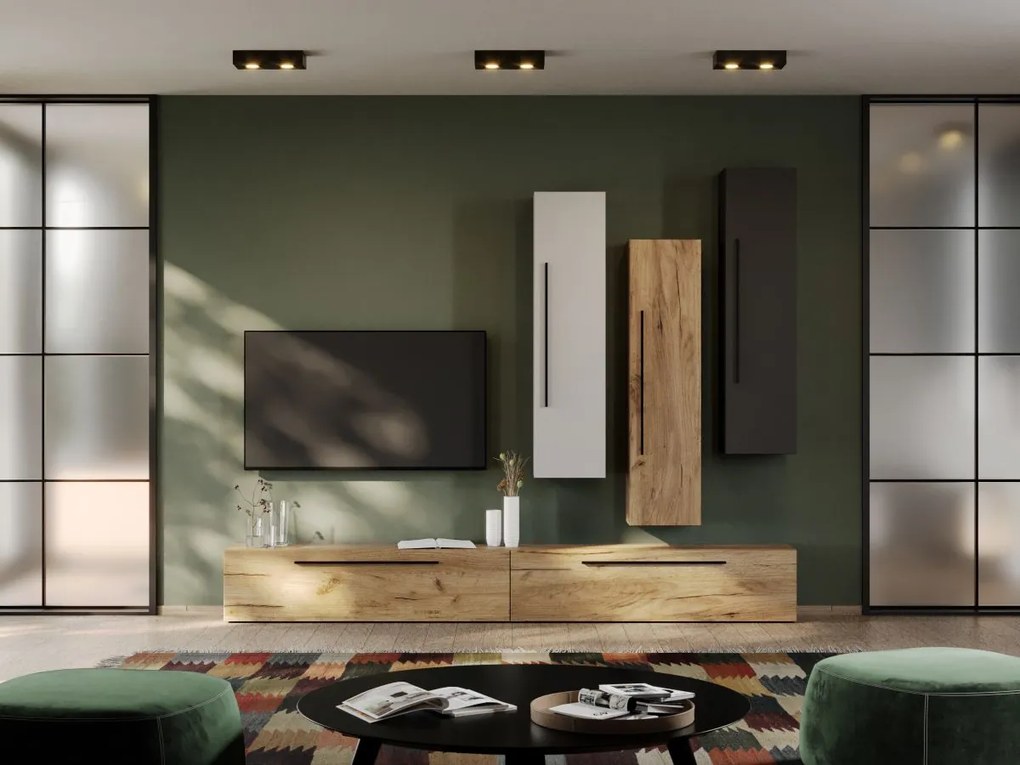 Set Mobila Living Tapo Antracit/Alb/Stejar C33