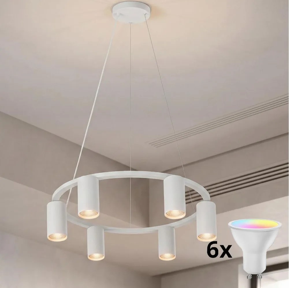 Brilagi - Lustră LED RGBW dimabilă, suspendată pe cablu SELE, 6xGU10/6,5W/230V, albă