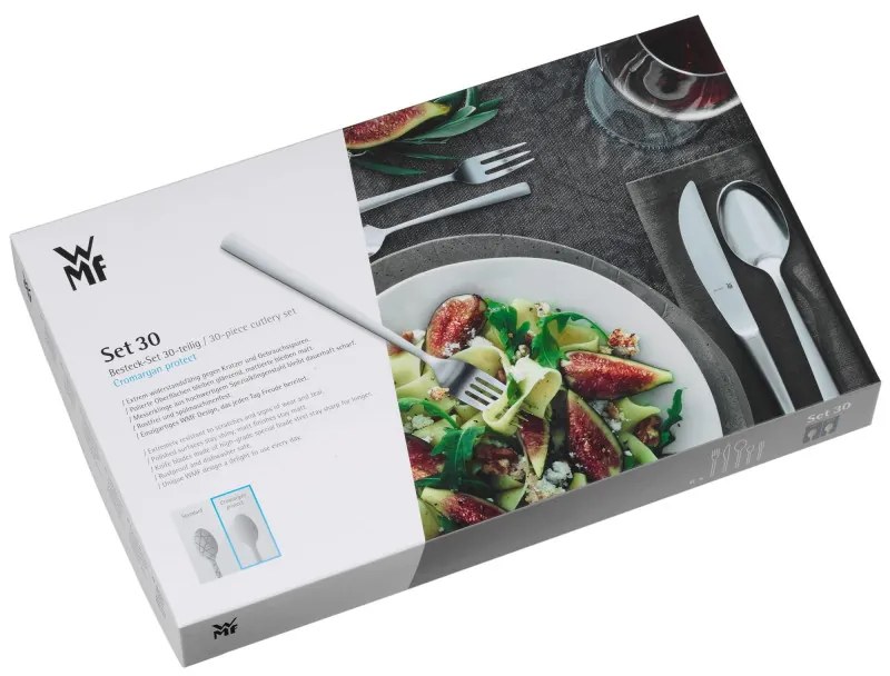 Set tacamuri WMF Kult, 30 piese, Cromargan protect, Lustruit manual, Otel inoxidabil 18/10, Argintiu