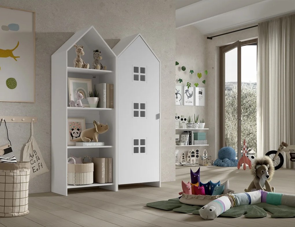 Set 2 dulapuri pentru copii Casami Bruges tip căsuță de plajă – 1 alb cu ușă și 1 deschis – Vipack