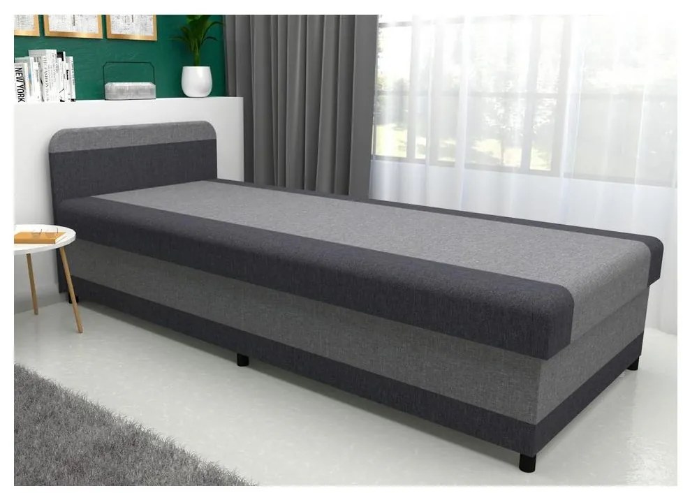 Pat tapițat cu spațiu de depozitare TALI 80 x 202 cm, gri/antracit