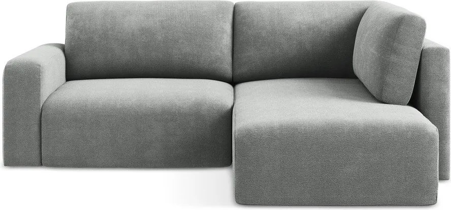 Colțar gri extensibil/cu spațiu de depozitare cu tapițerie din chenille (cu colț pe partea dreaptă/în formă de ”L”) Kona – Makamii