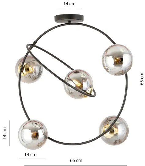 Lustră pe tijă STARDOM 5xE14/10W/230V negru/gri