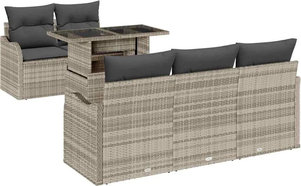 vidaXL Set de canapele pentru grădină 6 pcs Gri deschis Poli Rattan