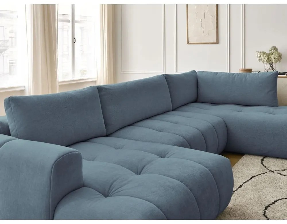 Colțar albastru extensibil/cu spațiu de depozitare (cu colț pe partea dreaptă/în formă de "U") Fuji – Bobochic Paris