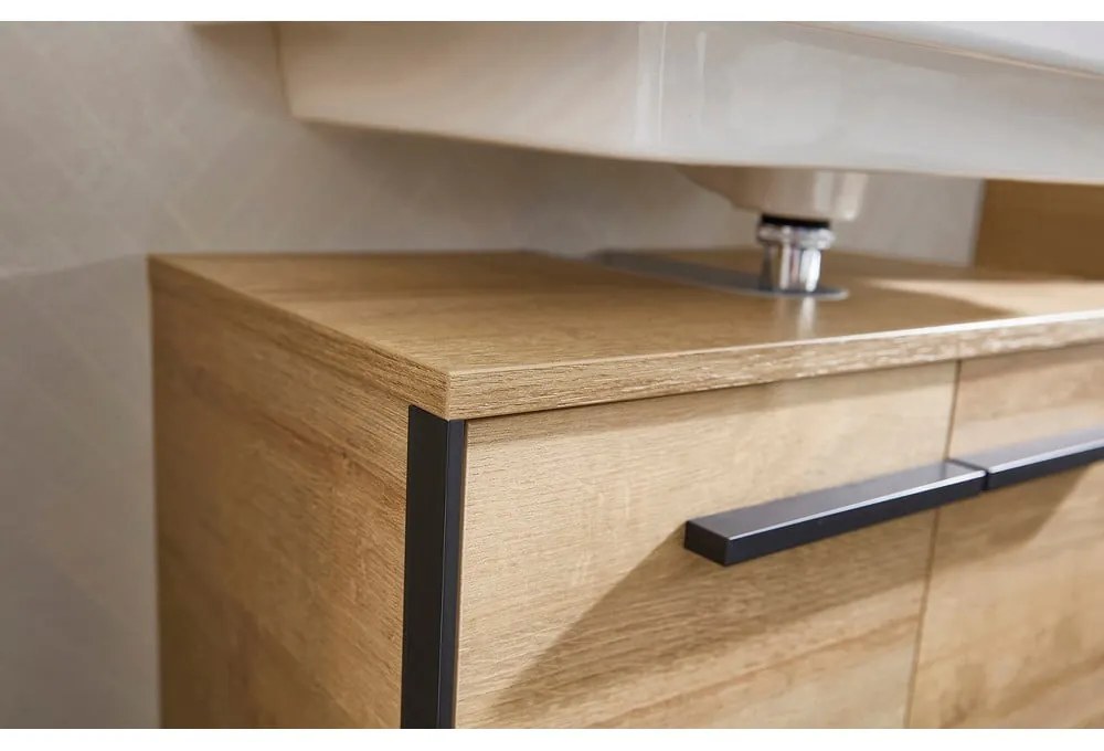 Dulap sub chiuvetă în culoare naturală suspendat cu aspect de lemn de stejar 53x60 cm Quickset 395 – Pelipal