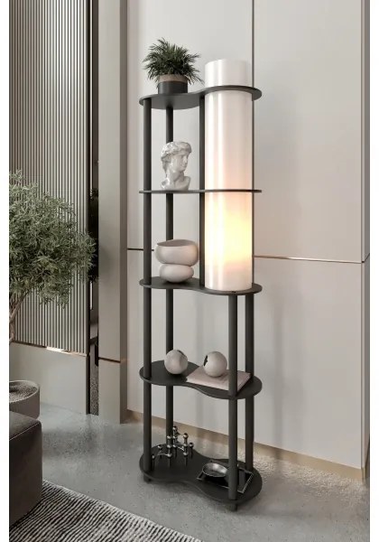 Lampadar NOTO cu polițe, 1xE27/40W/230V, negru