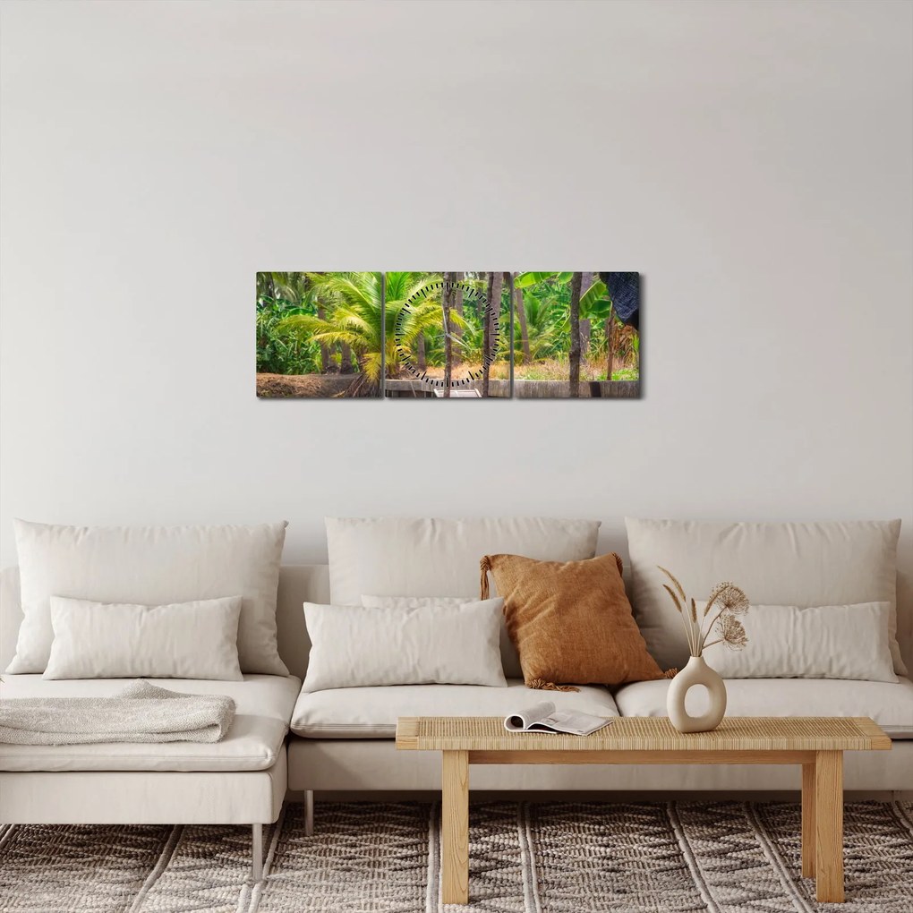 Tablou - Nava din lemn în canal , Thailand (cu ceas) (90x30 cm)