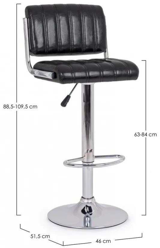 Scaun bar negru din piele ecologica si metal, Barclay Bizzotto