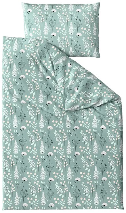 Lenjerie de pat din bumbac WILD FLOWERS mentol hoteliera cu buzunar Dimensiune lenjerie de pat: 70 x 90 cm | 140 x 200 cm