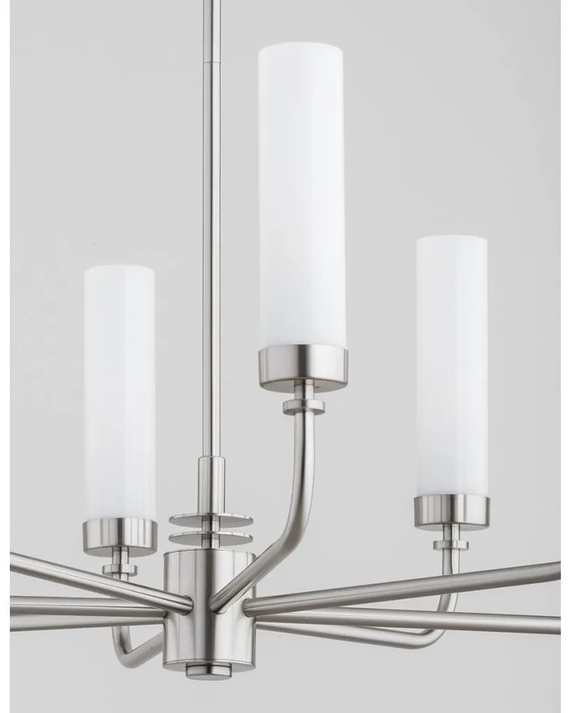 Candelabru 8 brate, otel nickel, sticla alb mat PRESTON 5083