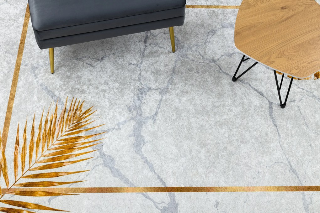MIRO 51518.806 covor lavabil Frunze, cadru anti-alunecare - gri / aur - SECUNDAR-COTATI PRODUSUL