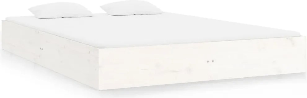 vidaXL Cadru de pat, alb, 120x200 cm, lemn masiv