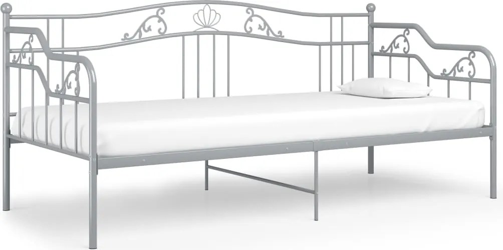 vidaXL Cadru pat canapea, gri, 90x200 cm, metal