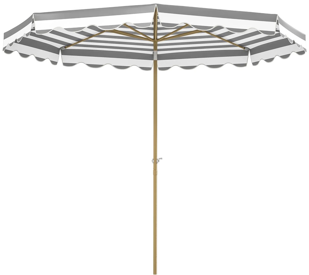 Outsunny Umbrelă de gradina exterioară umbrelă înclinabilă octogonală cu manivelă material 180 g/m² Ø 2,7 x 2,4 m gri deschis | Aosom Romania