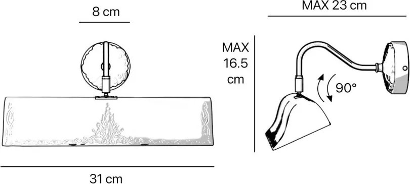 Aplica de perete oglinda sau tablou, alama personalizabila Picture Light