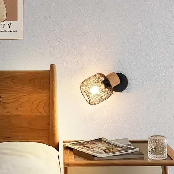 Brilagi - Aplică spot de perete BASKLITE 1xE27/15W/230V lemn/negru