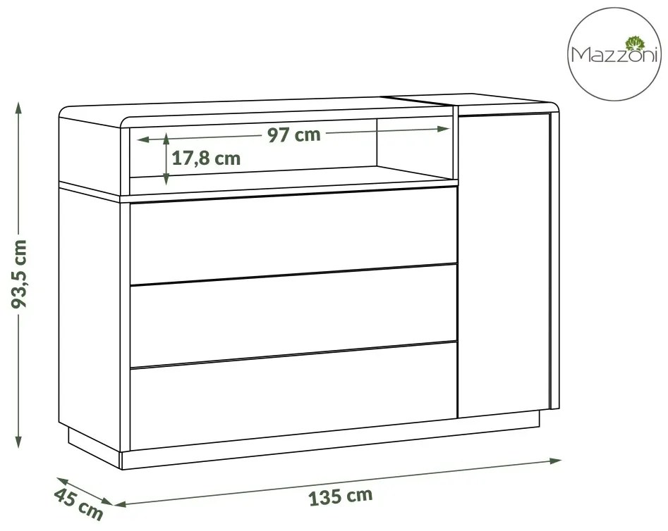 Mazzoni Set de mobilier FOLK Antracit (gri închis)/Stejar Artisan - MOBILIER MODERN PENTRU CAMERA DE ZI CU COMODĂ MIC TV