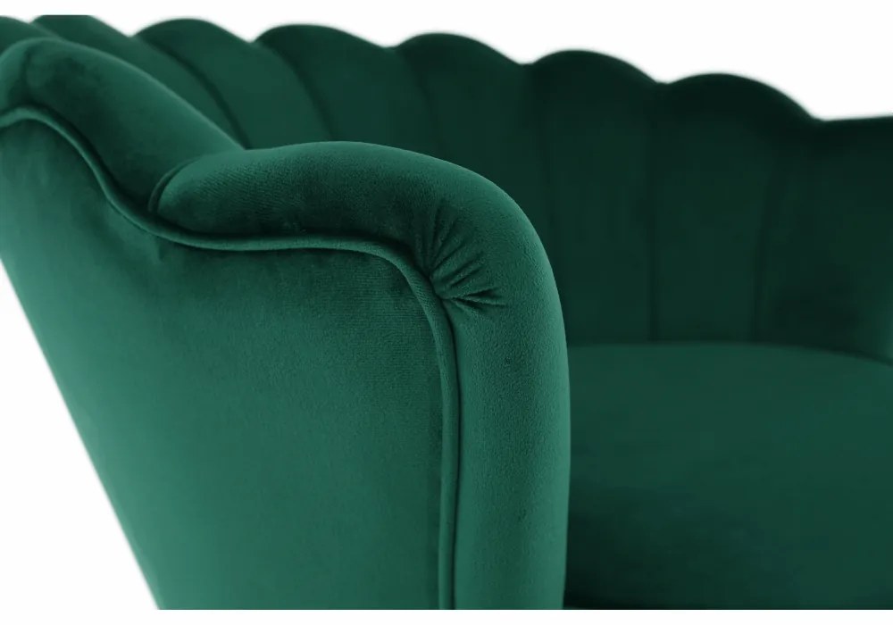 Fotoliu în stil Art-deco, catifea Velvet smarald/crom auriu, NOBLIN