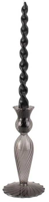 Sfeșnic din sticlă PT LIVING Swirl, înălțime 17 cm, gri