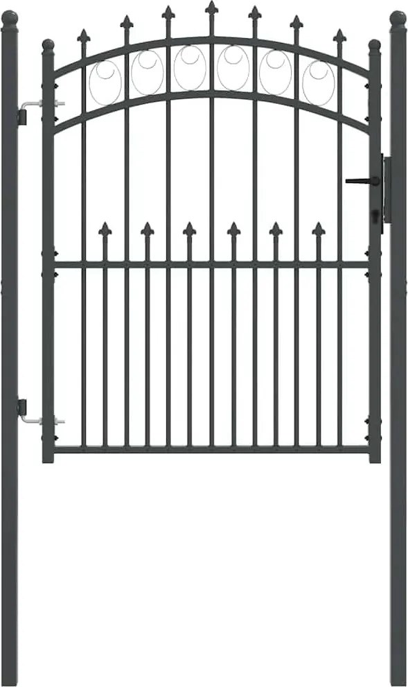 vidaXL Poartă de gard cu țepi Gri 150 x 100 cm Oțel vopsit în pulbere