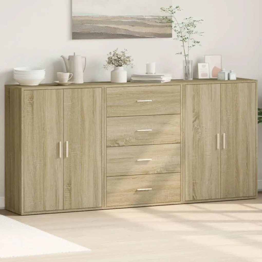vidaXL Dulapuri, 3 buc., stejar sonoma, 60x31x84 cm, lemn prelucrat
