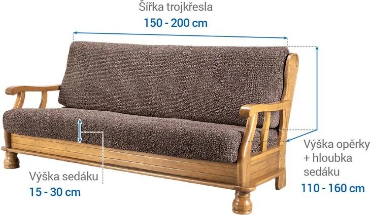 Gaico Huse bielastice VITTORIA maro 3fotoliu cu manere de lemn (l. 150 - 200 cm)