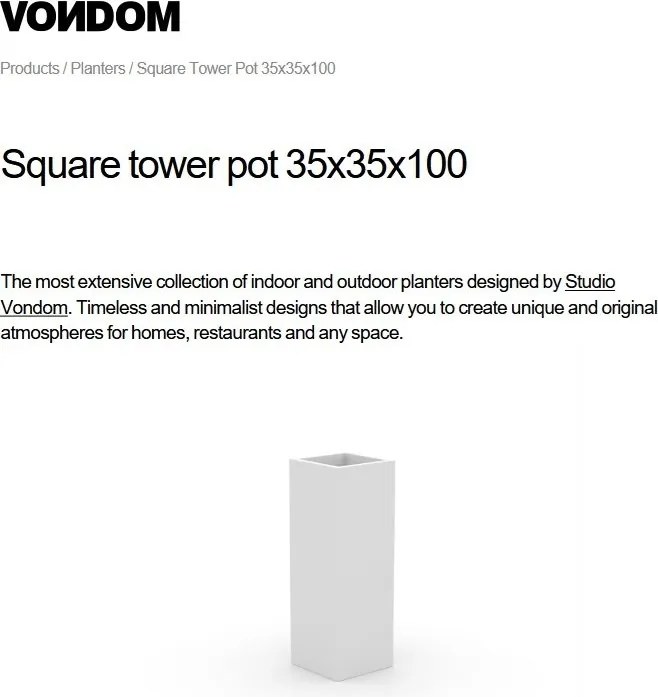 Ghiveci plante design decorativ exterior/interior Square tower pot 35x35x100cm