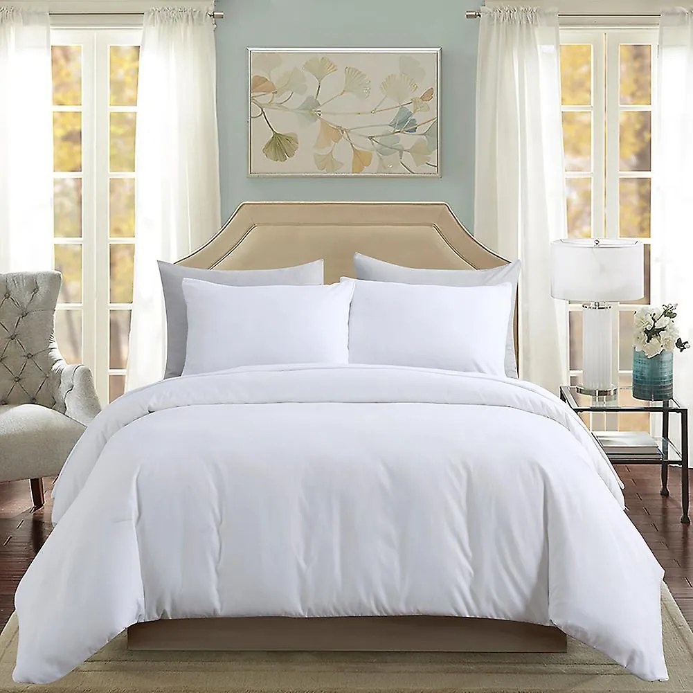Lenjerie de pat matrimonial Premium Ranforce uni alb / 200x220 cm dimensiune standard