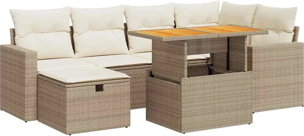 vidaXL Set canapele grădină cu perne 8 piese bej poliratan/lemn acacia